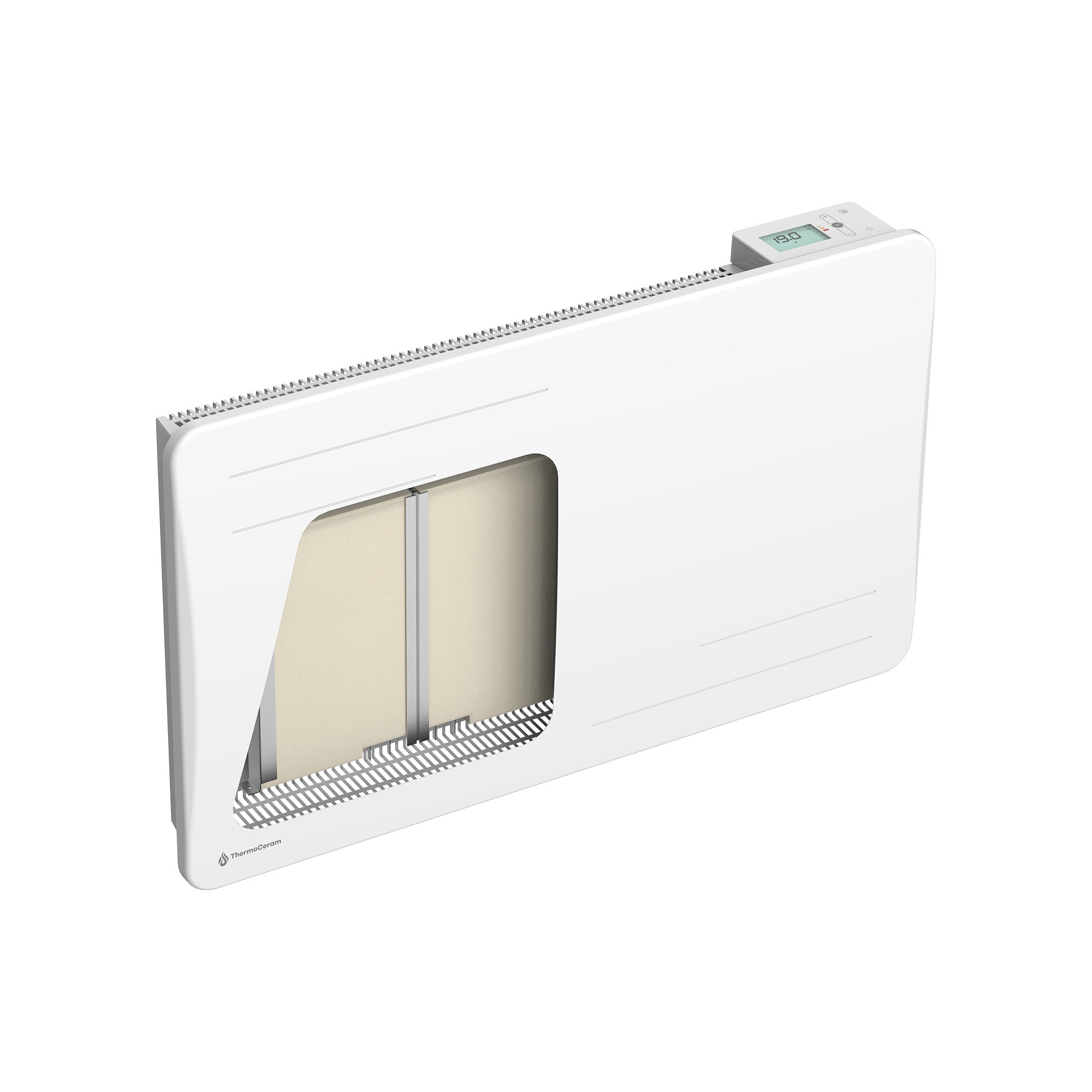 Radiatore elettrico connesso 1500W a inerzia secca in ceramica orizzontale Bianco Alice