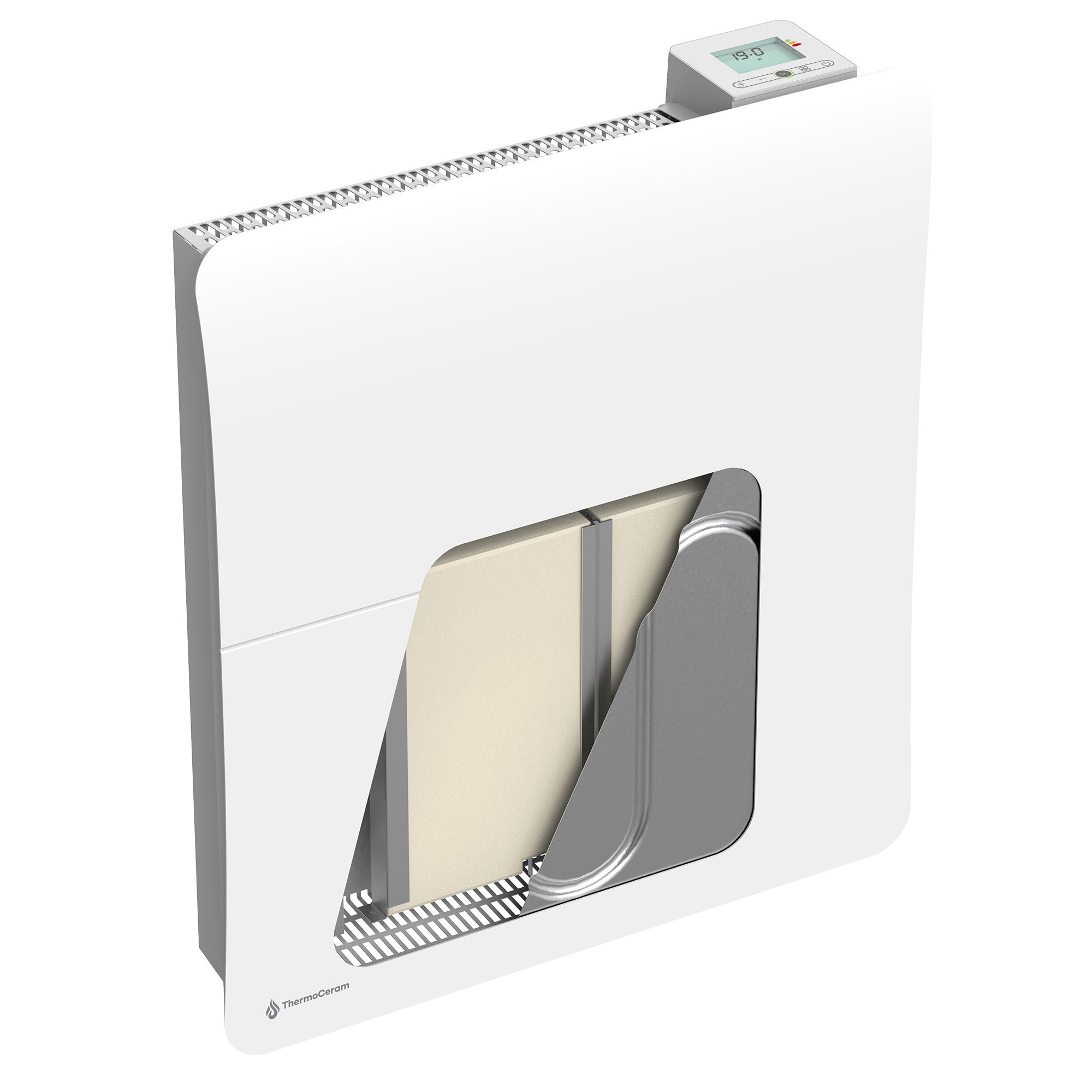 Radiatore elettrico connesso 1000W doppio sistema di riscaldamento orizzontale Bianco Cira