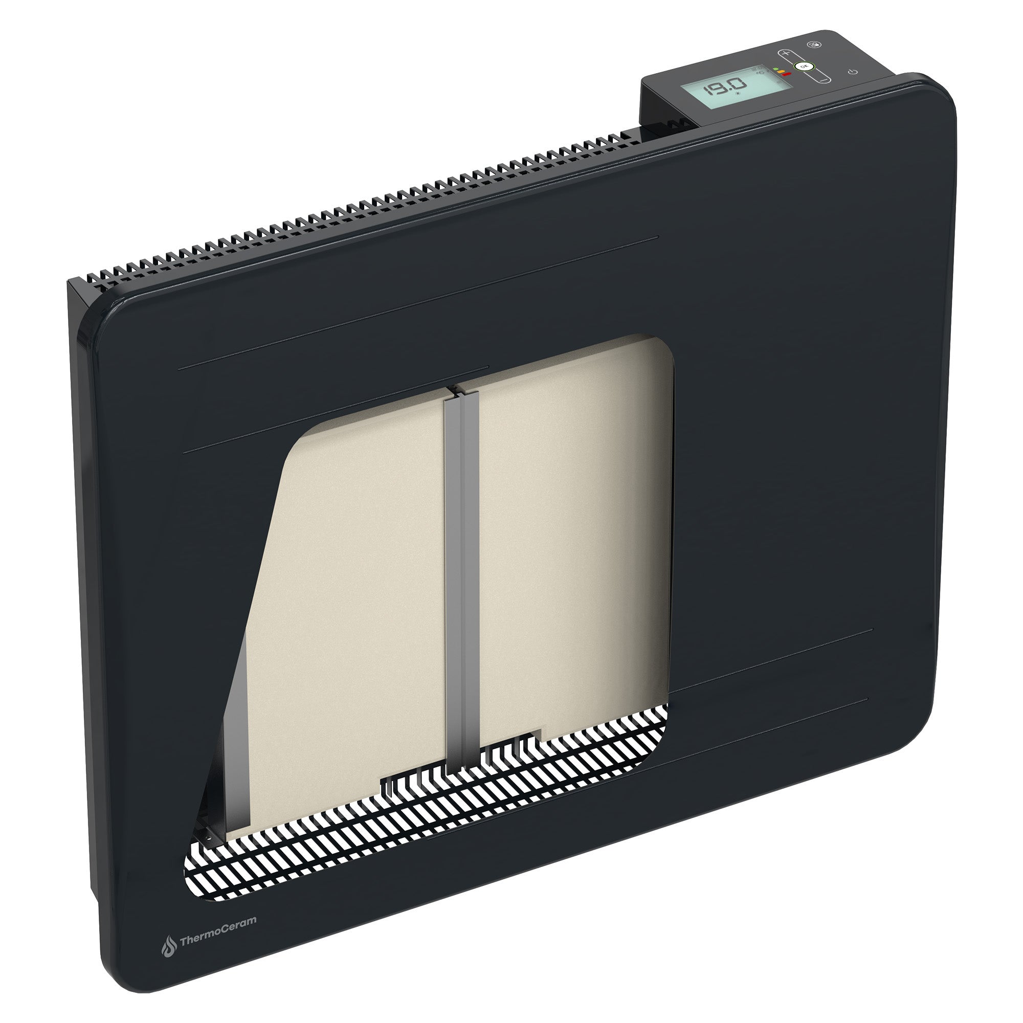 Radiatore elettrico connesso 1000W a inerzia secca in ceramica orizzontale Nero Alice