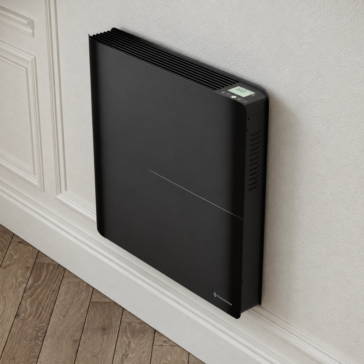 Radiatore elettrico connesso 1000W doppio sistema di riscaldamento orizzontale Nero Molia