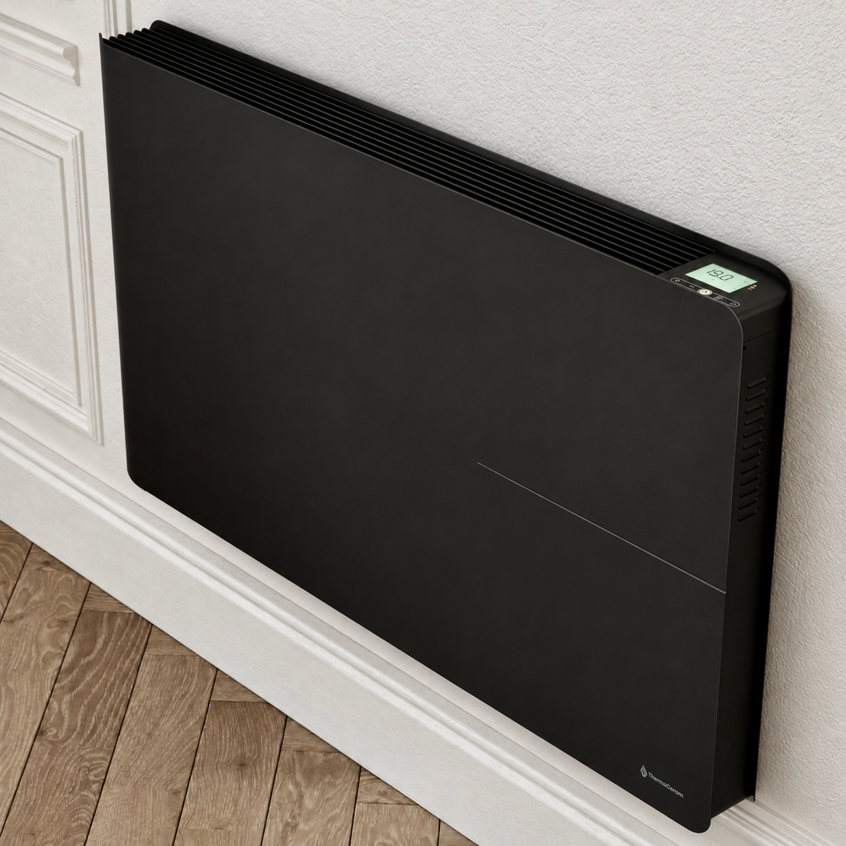 Radiatore elettrico connesso 2000W doppio sistema di riscaldamento orizzontale Nero Molia