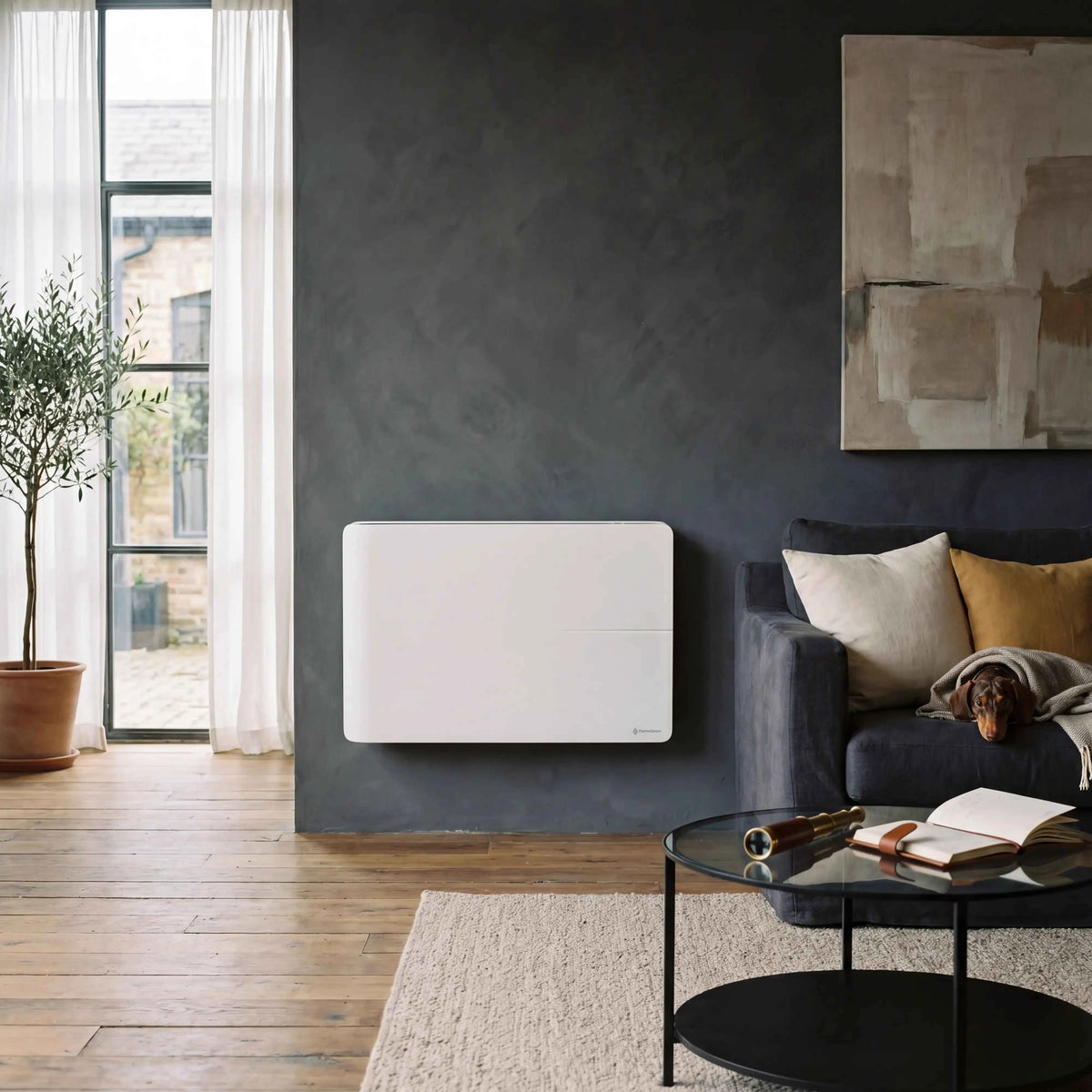 Radiatore elettrico connesso 1500W doppio sistema di riscaldamento orizzontale Bianco Molia