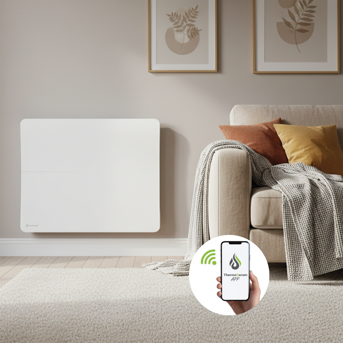 Radiatore elettrico connesso 1500W doppio sistema di riscaldamento orizzontale Bianco Cira