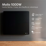 Radiatore elettrico connesso 1000W doppio sistema di riscaldamento orizzontale Nero Molia - Thermoceram FR